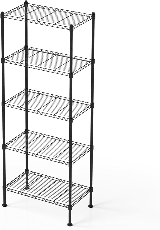 5 Tier Shelving Unit, 176 LBS Per Shelf Height Adjustable Narrow Storage Shelves by FUXRYTH