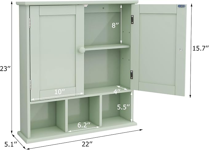 TaoHFE Green Medicine Cabinet, Bathroom Wall Cabinet - Image 3