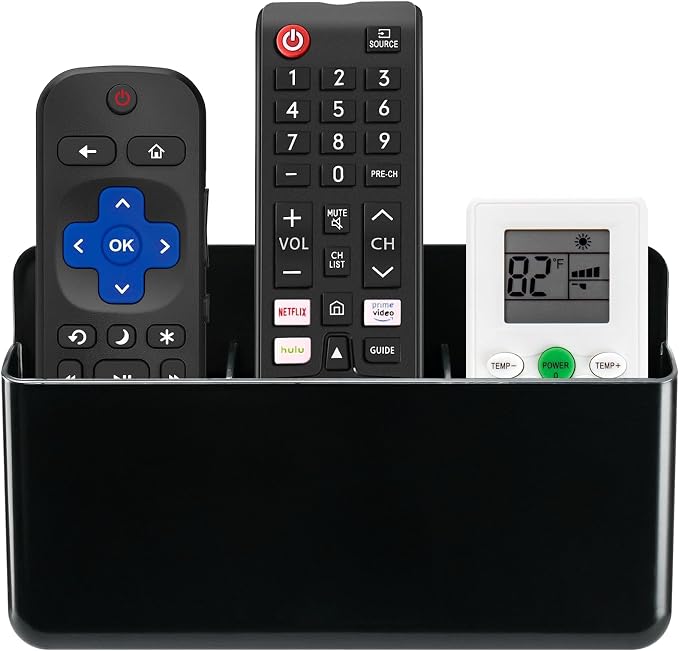 3 Slot Adjustable Remote Control Holder Wall Mount, TV Remote Box Hollow Bottom by BuyNow