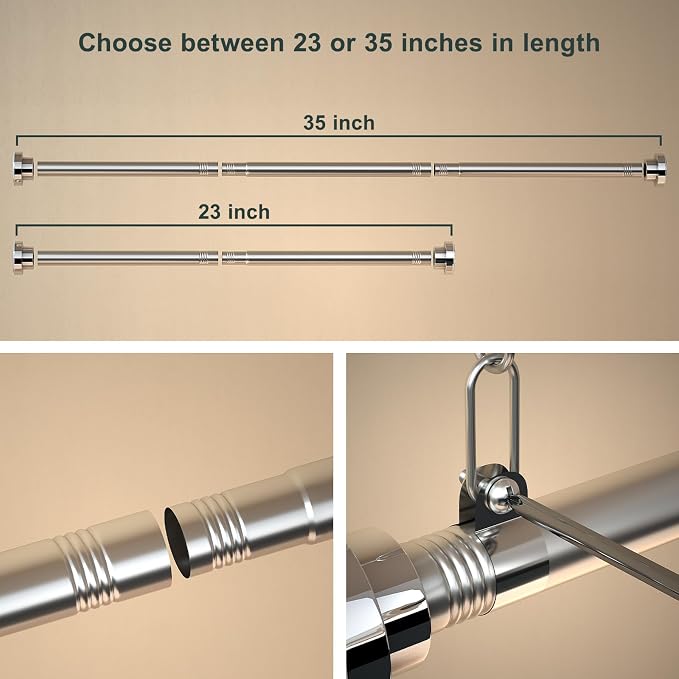 Hanging Closet Rod, Adjustable Width and Height Closet Hanging Organizer - Image 4