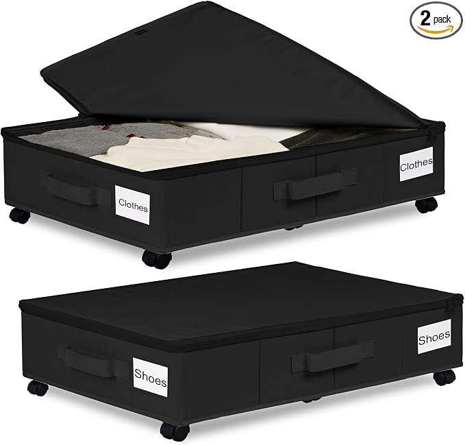 Vincona Under Bed Storage with Wheels, Rolling Under Bed Storage Containers by Vincona