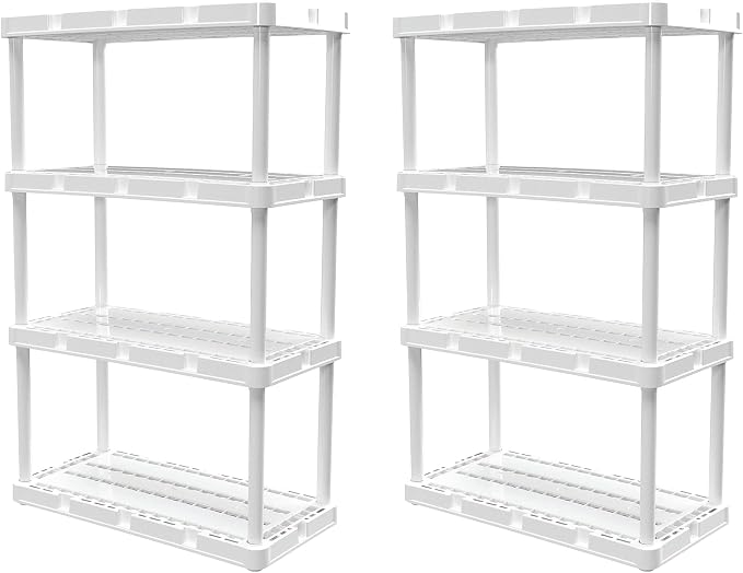 Gracious Living 2 Pack Light Duty Storage Shelves, Knect-A-Shelf 4-Shelf by GraciousLiving