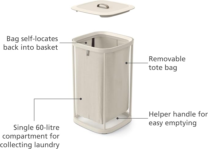Joseph Joseph Tota One 60L/15.85 gallon Laundry Basket, Removable Washing Bag - Image 4