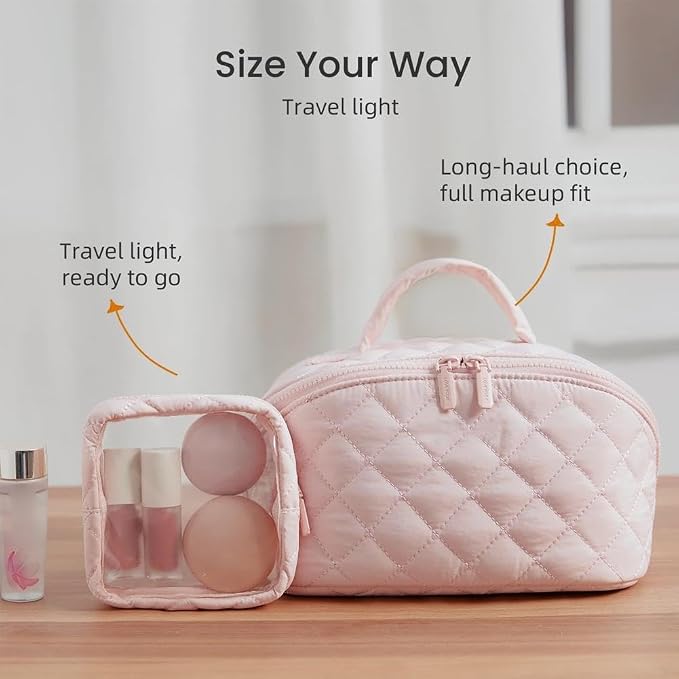 2026 Travel Makeup Bag for Women – 180° Lay-Flat Puffy Cosmetic Organizer - Image 7