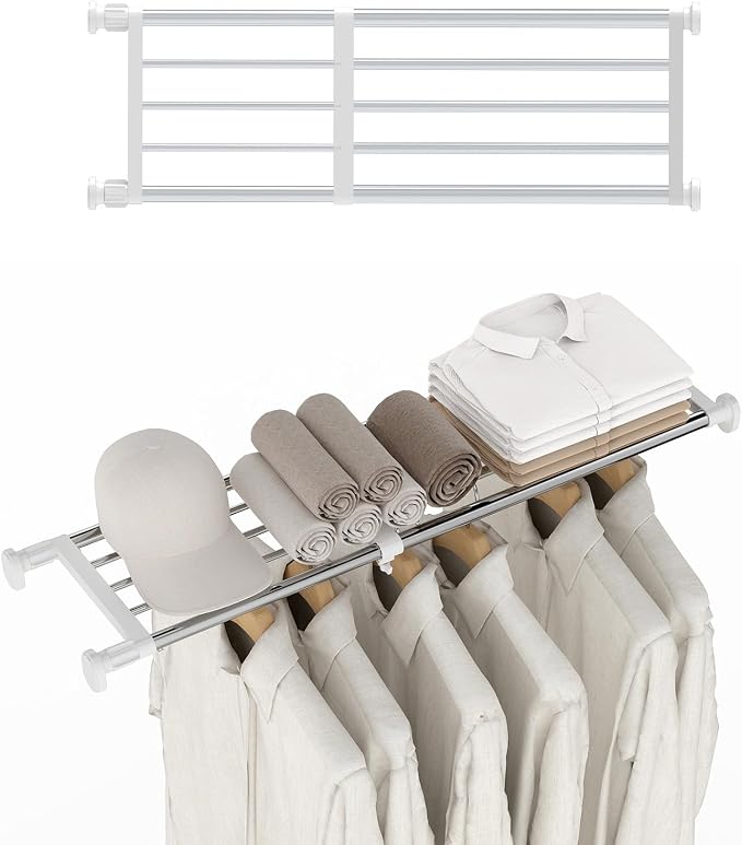BAOYOUNI Tension Closet Shelf, Adjustable Storage Rack Separator | Wardrobe by BAOYOUNI