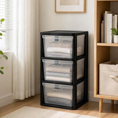 3-Drawer Plastic Storage Organizer Tower, Tool-Free Assembly, 25.25" H - Image 2