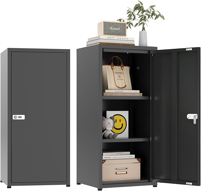 Metal Locker Cabinet 34.6", Lock & Adjustable Shelf, Secure Dial Lock, by Unknown