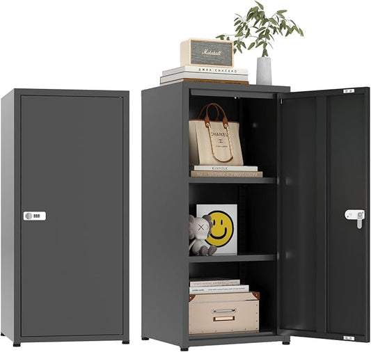 Metal Locker Cabinet 34.6", Lock & Adjustable Shelf, Secure Dial Lock, by Unknown