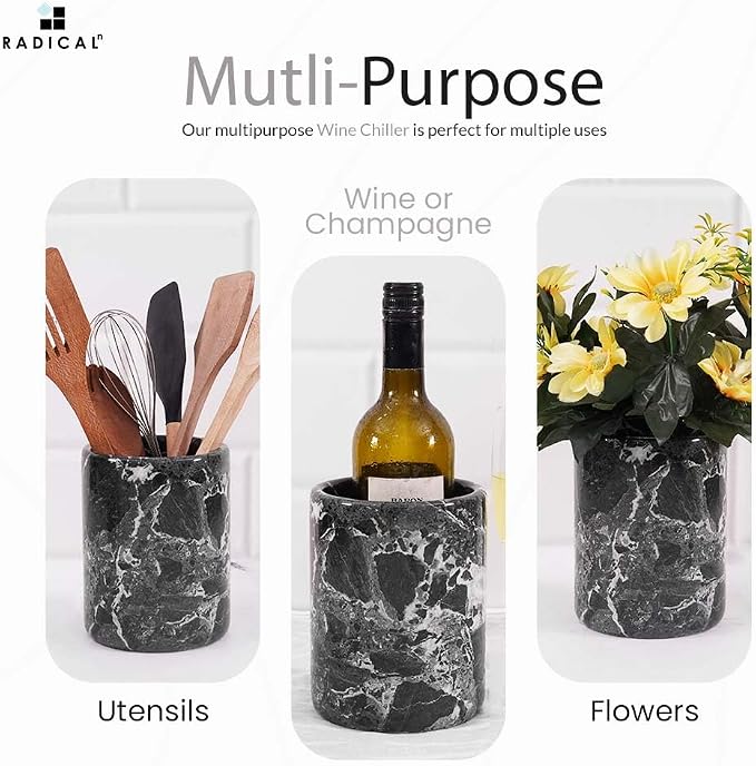 Radicaln Marble Wine Chiller Black 6.5" Inches Handmade Beverage Cooler - Image 2