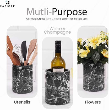 Radicaln Marble Wine Chiller Black 6.5" Inches Handmade Beverage Cooler - Image 2