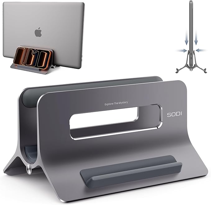SODI Vertical Laptop Stand for Desk, Gravity Auto Lock MacBook Stand, Aluminum by SODI