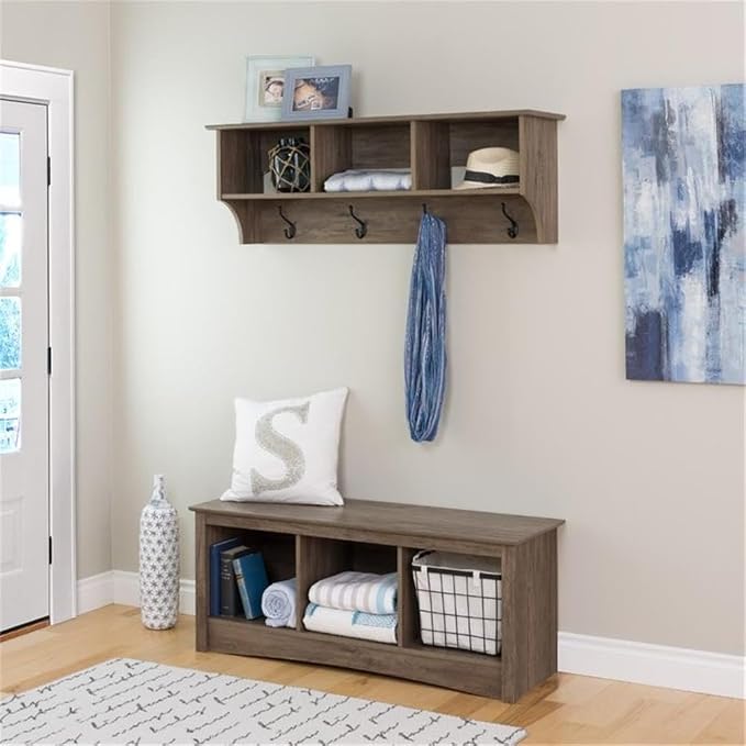Prepac Drifted Gray 48" Contemporary Wall Mounted Coat Rack, Coat Hooks Wall - Image 3