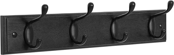 SONGMICS Wall-Mounted Coat Rack, Hook Rack, 4 Dual Metal Hooks, by SONGMICSbySONGMICSHOME