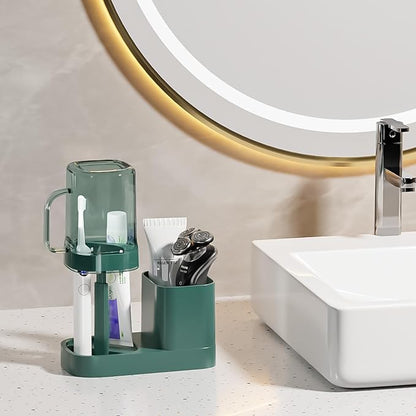 Toothbrush Holder with Cup/Cover Contains 2 Slots, Bathroom Counter Organizer - Image 7