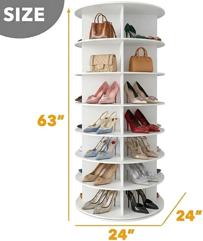 Upgraded 7 Tier Rotating Shoe Rack Tower | 360° Round Spinning Shoe Carousel - Image 3