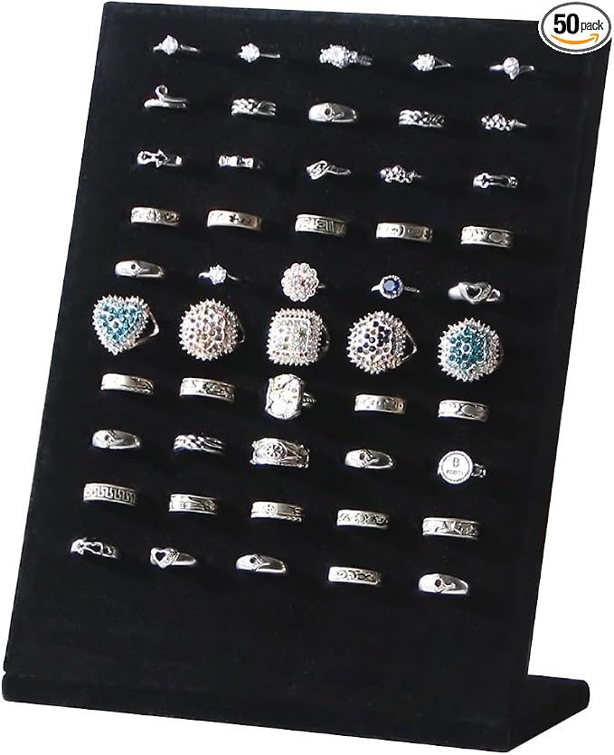 50 Slots Rings Display Stand, Ring Organizer Holder Stand by FocusOnJewelryDisplay