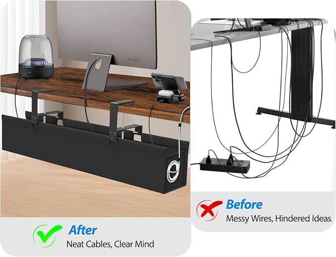 Under Desk Cable Management Tray No Drill, 30 Inch Cord Organizer - Image 2