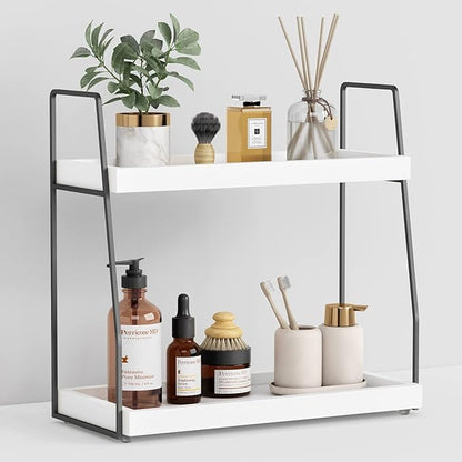 Forbena 2 Tier Bathroom Counter Organizer, Wood Shelf Tray by Forbena