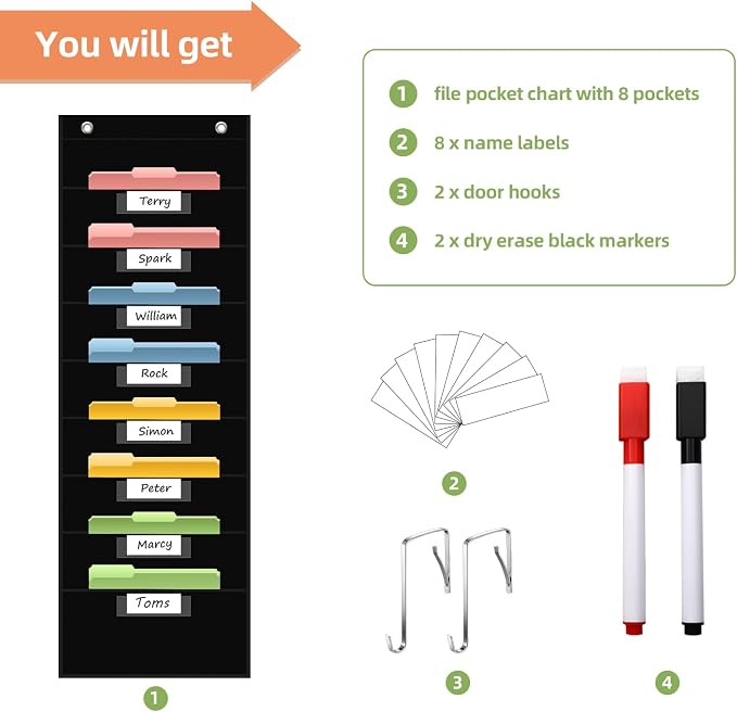 8 Pockets File Storage Pocket Chart - Image 5
