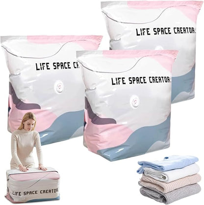 3 PACK No-Pump Vacuum Storage Bags, Large Cube Vacuum Seal Bags, Space Saver by WelcometoSlodki