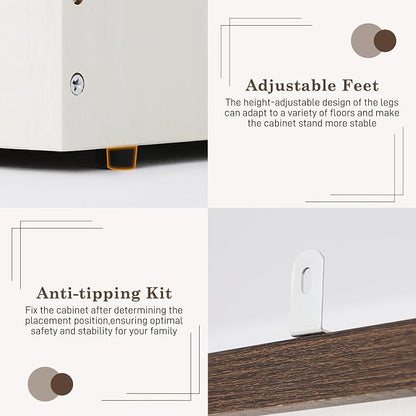 Farmhouse 3 Doors Armoire Wardrobe Closet w/Folding Sliding Barn Door and Lights - Image 7