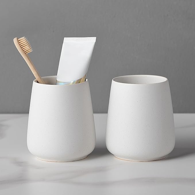 Speckled White Toothbrush Holder Set - Image 7
