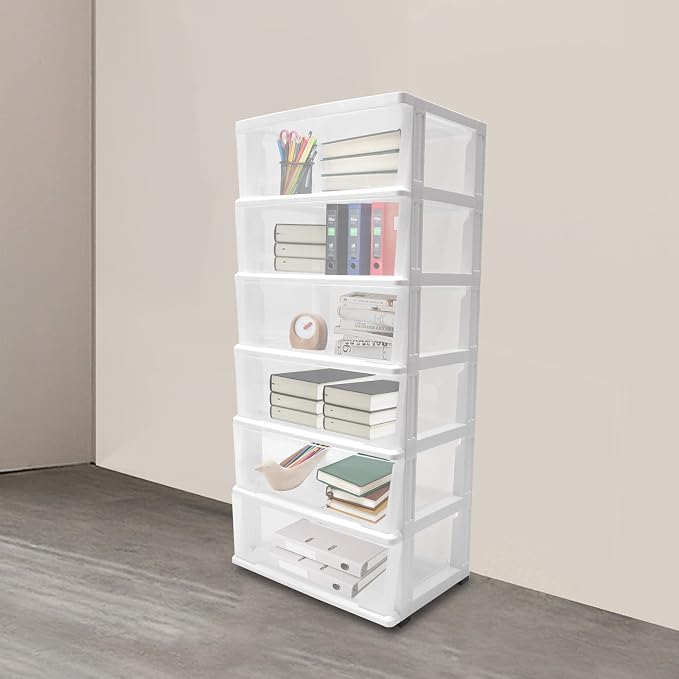 6 Clear Drawer Storage Organizer Rolling Cart, Home Organization Storage - Image 2