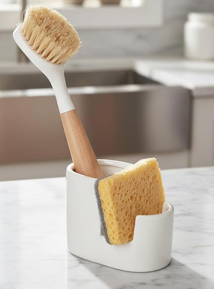 2-in-1 Ceramic Sponge Holder, Dish Sponge and Brush Holder by BekPooQ