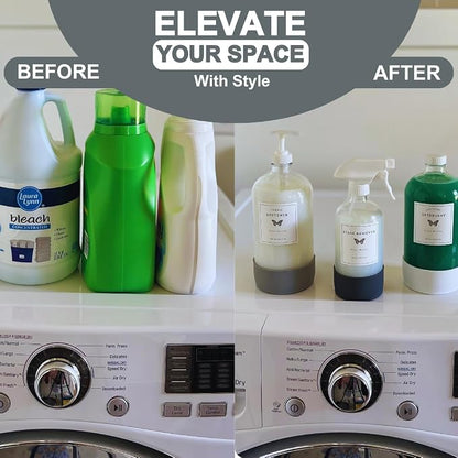 Glass Laundry Detergent Dispenser Set w/Silicone Base, 34 oz Laundry Pump - Image 4