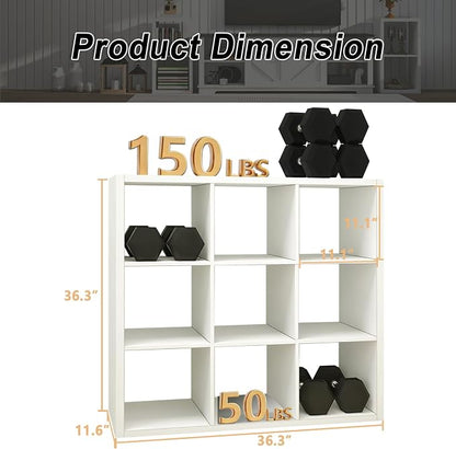 9 Cube Storage Organizer Shelf, 11 inch | 2026 Wooden Thick Frame, Anti-Tipping - Image 3