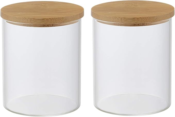 Glass Qtip Holder with Vanity Tray, Apothecary Jars Bathroom Accessories - Image 9