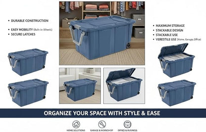 40 Gallon Heavy-Duty Rolling Storage Bins 2-Pack, Leakproof Lid & Latches - Image 5