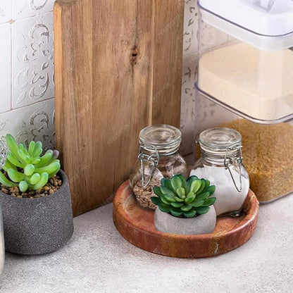 Natural Travertine Tray for Bathroom Countertop & Coffee Table, Round Stone - Image 2