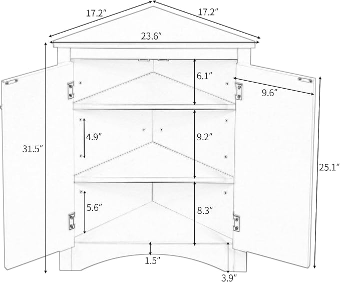 GDFStudio 31.5" H Triangle Corner Bathroom Storage Cabinet - Image 2