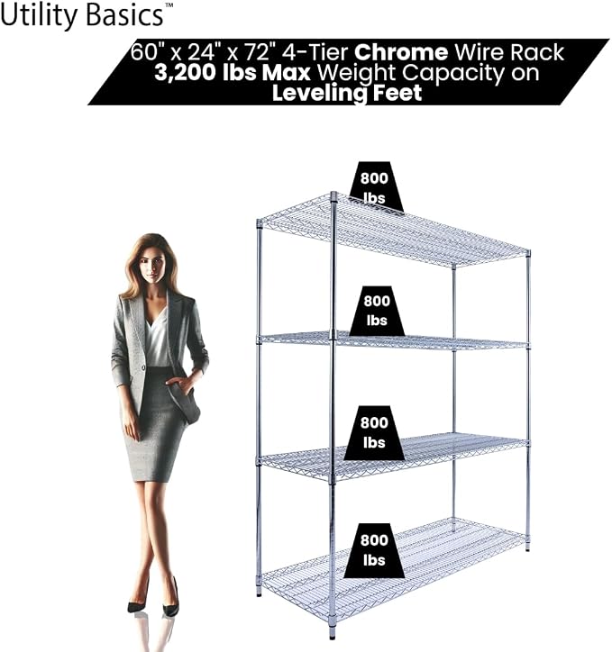 NSF Commercial 4-Tier Wire Shelving - Image 3