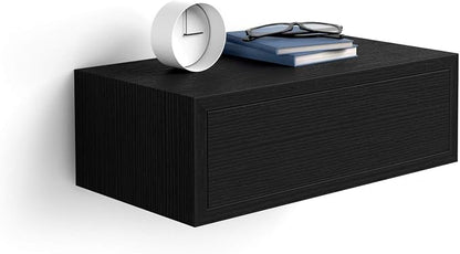 Mobili Fiver, Riccardo Floating nightstand, Ashwood Black, Made in Italy by MobiliFiver