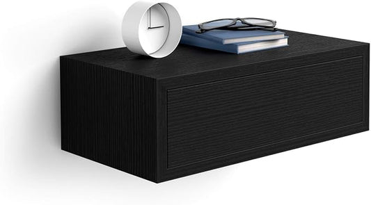 Mobili Fiver, Riccardo Floating nightstand, Ashwood Black, Made in Italy by MobiliFiver