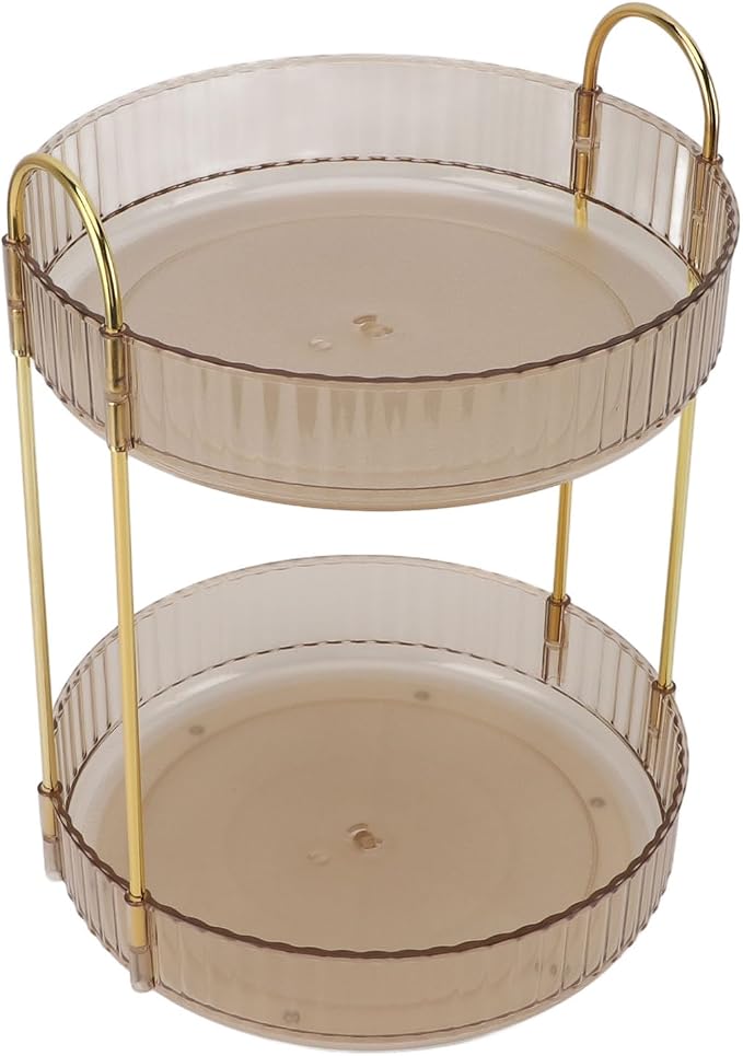 Makeup Organizer Rack 2 Tier 360 Deg Rotation Space Saving Cosmetic Countertop - Image 3