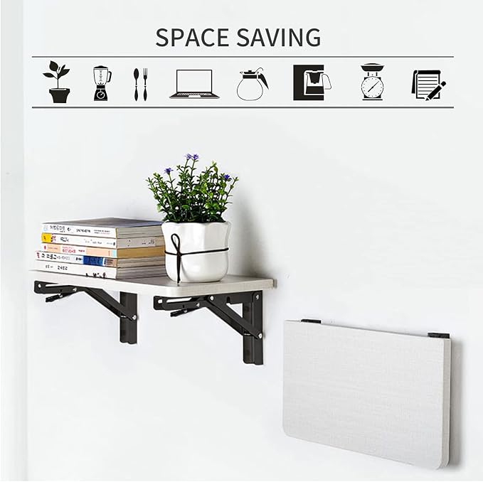 YUMORE Folding Shelf Brackets, 8 Inch Heavy Duty Collapsible Shelf Bracket - Image 6