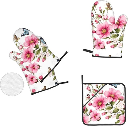 Garden with Birds and Flowers Advanced Oven Gloves and Pot Rack Kit | Insulated - Image 6