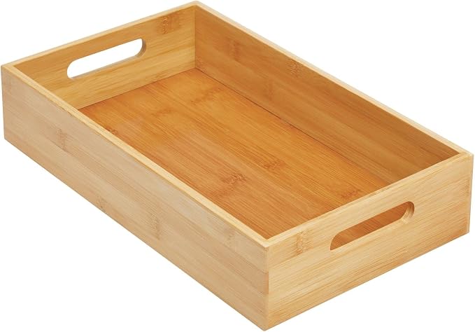 mDesign Kitchen Storage Box – Open-Top Bamboo Storage Tray - Image 9