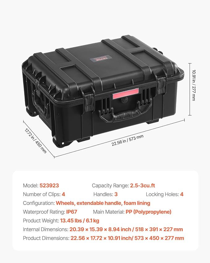 VEVOR Weatherproof Hard Case, Heavy Duty Protective Dry Box - Image 7