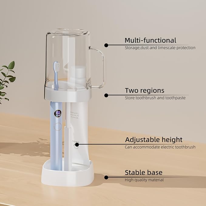 Toothbrush Holder with Cover/Cup, Bathroom Counter Organizer - Image 6