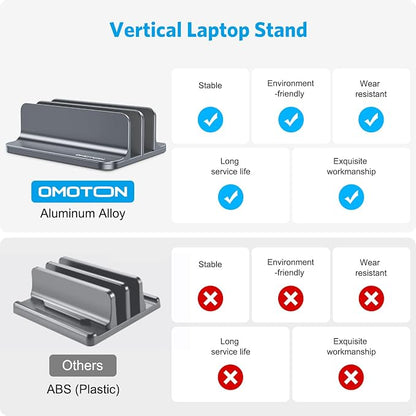 OMOTON Vertical Laptop Stand, Desktop Aluminum Mac Book Stand - Image 2