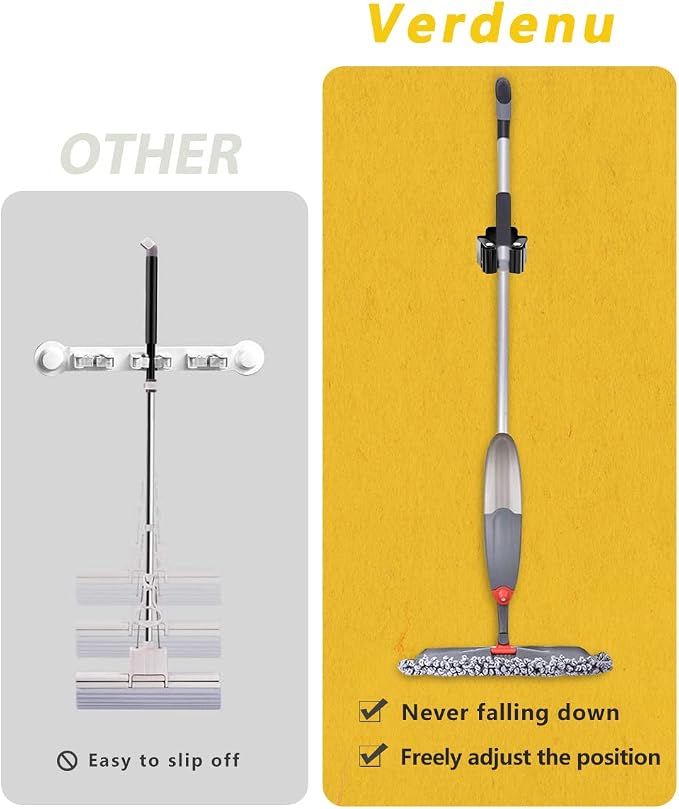 Verdenu 10 Pack Broom Holder Wall Mount, Mop Holder Wall Mounted, Stainless - Image 4