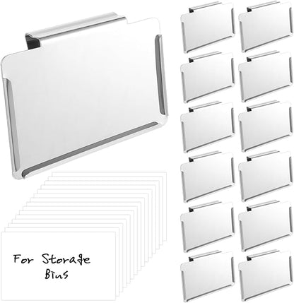 12 Pack Basket Labels Clip On, Stainless Labels by Telooco