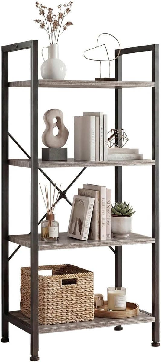 DUMOS 4 Tiers Open Bookshelf, Classic Freestanding Tall Display Shelf, Sturdy by DumosLifestyle