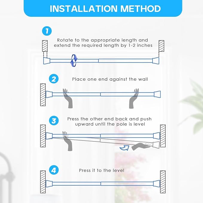 Small Tension Rod 16 to 26 Inch White Spring Curtain Rod No Drilling Spring - Image 7