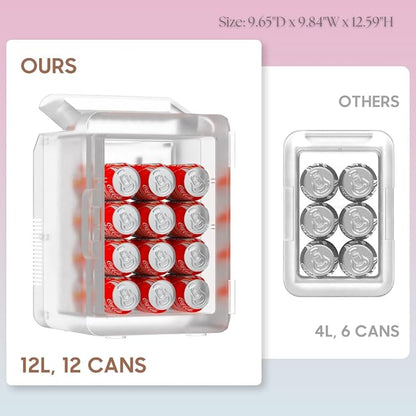 12L Skincare Fridge with Mirror & LED Lighting, 3-Mode Dimmable, Cooler & Warmer - Image 7