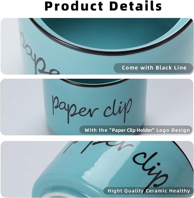 ONTUBE Farmhouse Paper Clip Holders, Ceramic Binder Clip Dispenser Organizer - Image 5